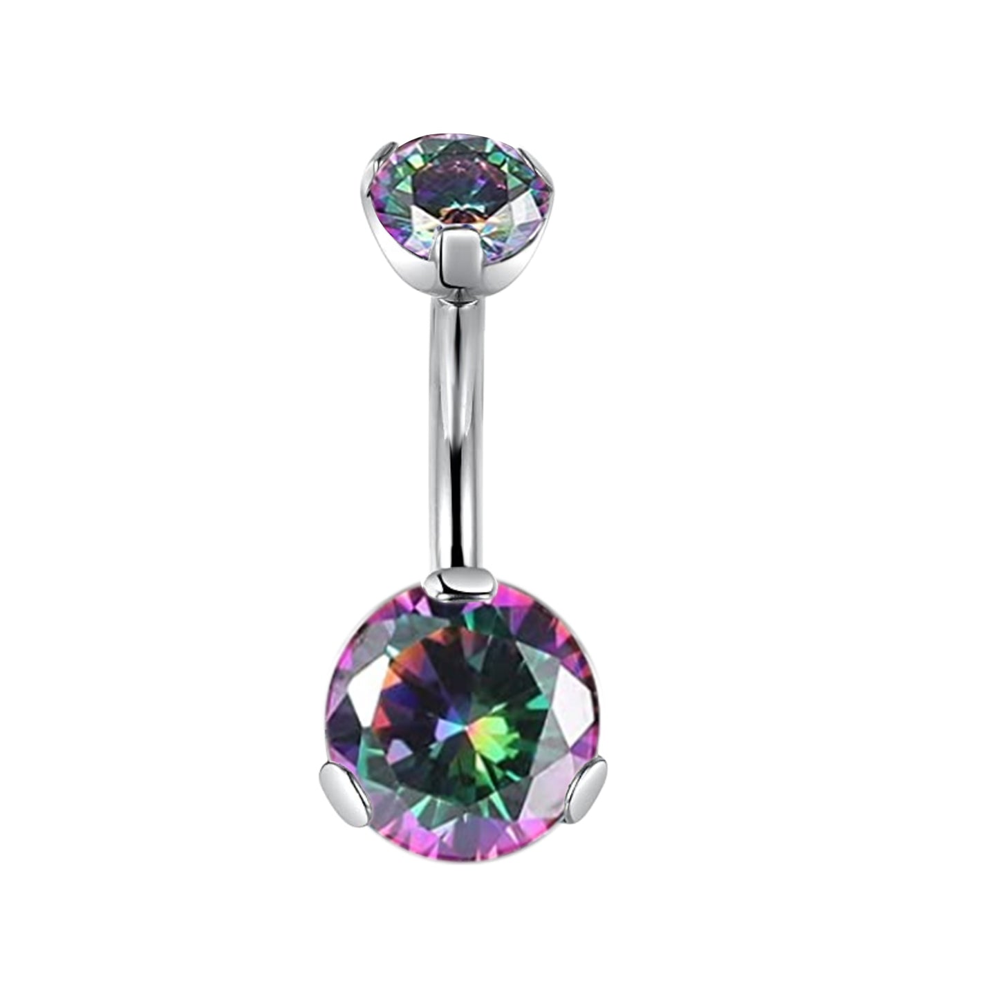 limerencia G23 Titanium Belly Button Rings hypoallergenic medical implant grade 14G Teardrop CZ Belly Navel Rings Piercing Belly Bars(Rainbow Quartz)