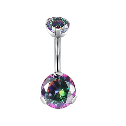 Anelli ombelicali Limerencia in titanio G23, grado medico implantologico ipoallergenico, barrette piercing ombelicali 14G con zircone gocciolare quarzo arcobaleno