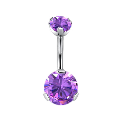 Anelli ombelicali Limerencia in titanio G23, grado implantologico medico ipoallergenico, barrette ombelicali piercing 14G con zircone cubico a goccia (Viola)