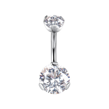 Limerencia Anneaux de nombril en titane G23, grade implant médical hypoallergénique, barre de piercing ombilical 14G avec zircon cubique forme goutte d’eau (Blanc)