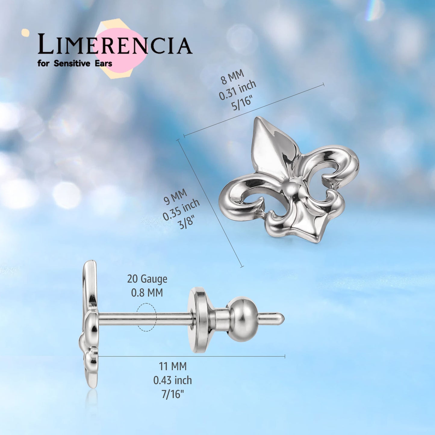 Limerencia F136 Pure Titanium Hypoallergenic Implant Grade Studs, G23 Small Dainty Cubic Zirconia Earrings for Women's Sensitive Ears (Anchor B)