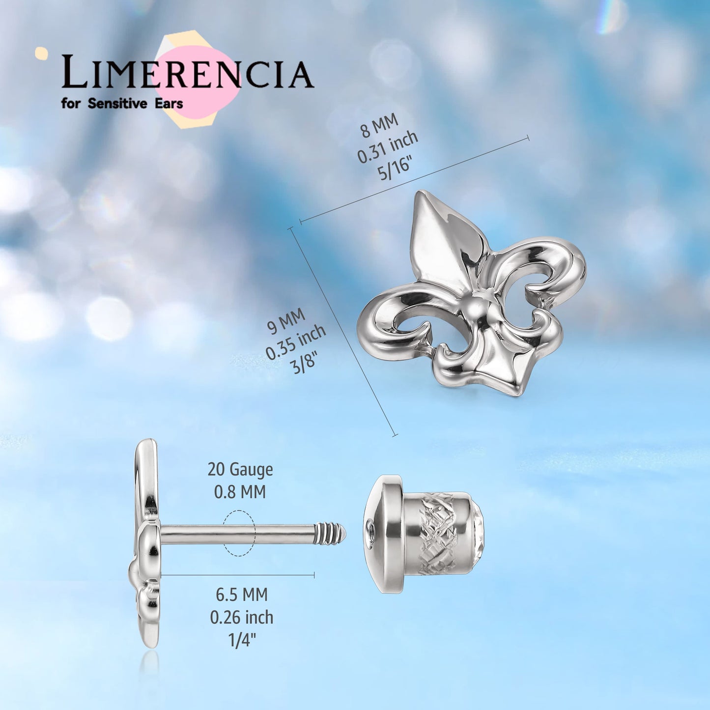 Limerencia Hipoalergénicos G23 Titanio Grado Implante Pendientes de Rosca Tragus 20G Hélice F136 Poste de Piercing para Orejas Sensibles Cartílago (Ancla B)