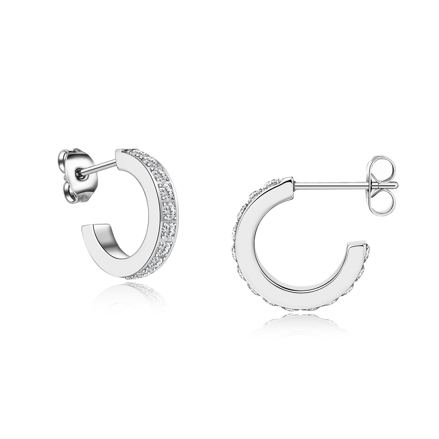 Limerencia Hypoallergenic G23 Pure Titanium Small Open C Hoop Earrings, F136 Implant Grade Lightweight Cubic Zirconia/Opal Cuff Huggie Earrings for Women Sensitive Ears