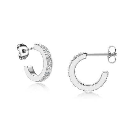 Limerencia Hypoallergenic G23 Pure Titanium Small Open C Hoop Earrings, F136 Implant Grade Lightweight Cubic Zirconia/Opal Cuff Huggie Earrings for Women Sensitive Ears