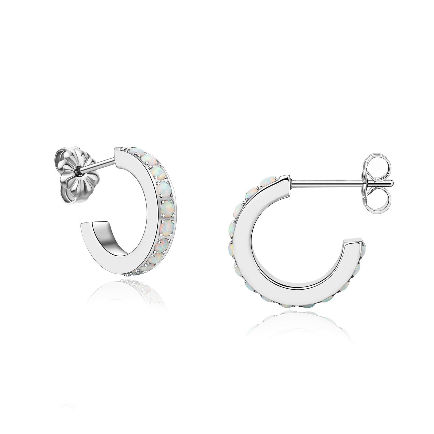 Limerencia Hypoallergenic G23 Pure Titanium Small Open C Hoop Earrings, F136 Implant Grade Lightweight Cubic Zirconia/Opal Cuff Huggie Earrings for Women Sensitive Ears