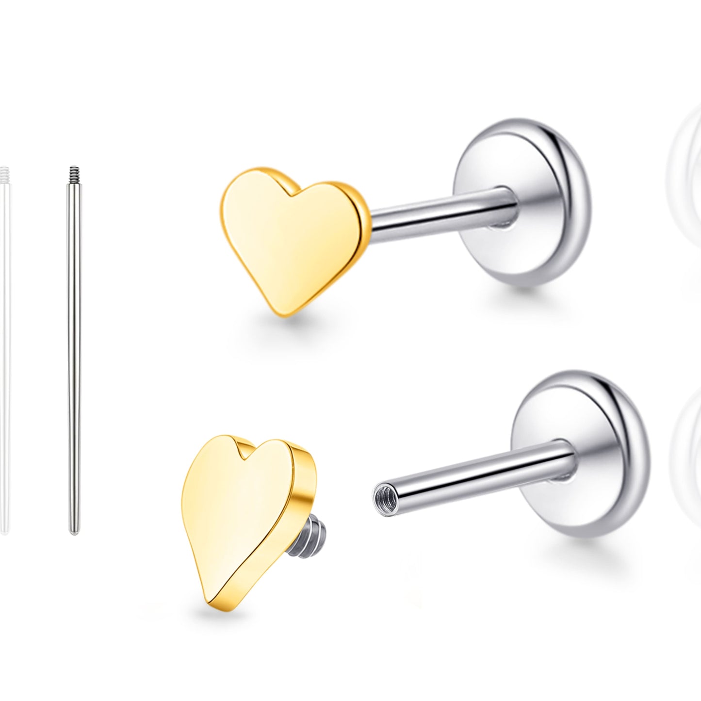 Limerencia 18G Reintitan-Körperschmuck, G23 hypoallergene Stecker mit Flachboden und Innengewinde, geeignet für Tragus, Helix, Knorpel, Conch, Medusa-, Lippen- und Labret-Piercing für Damen und Herren