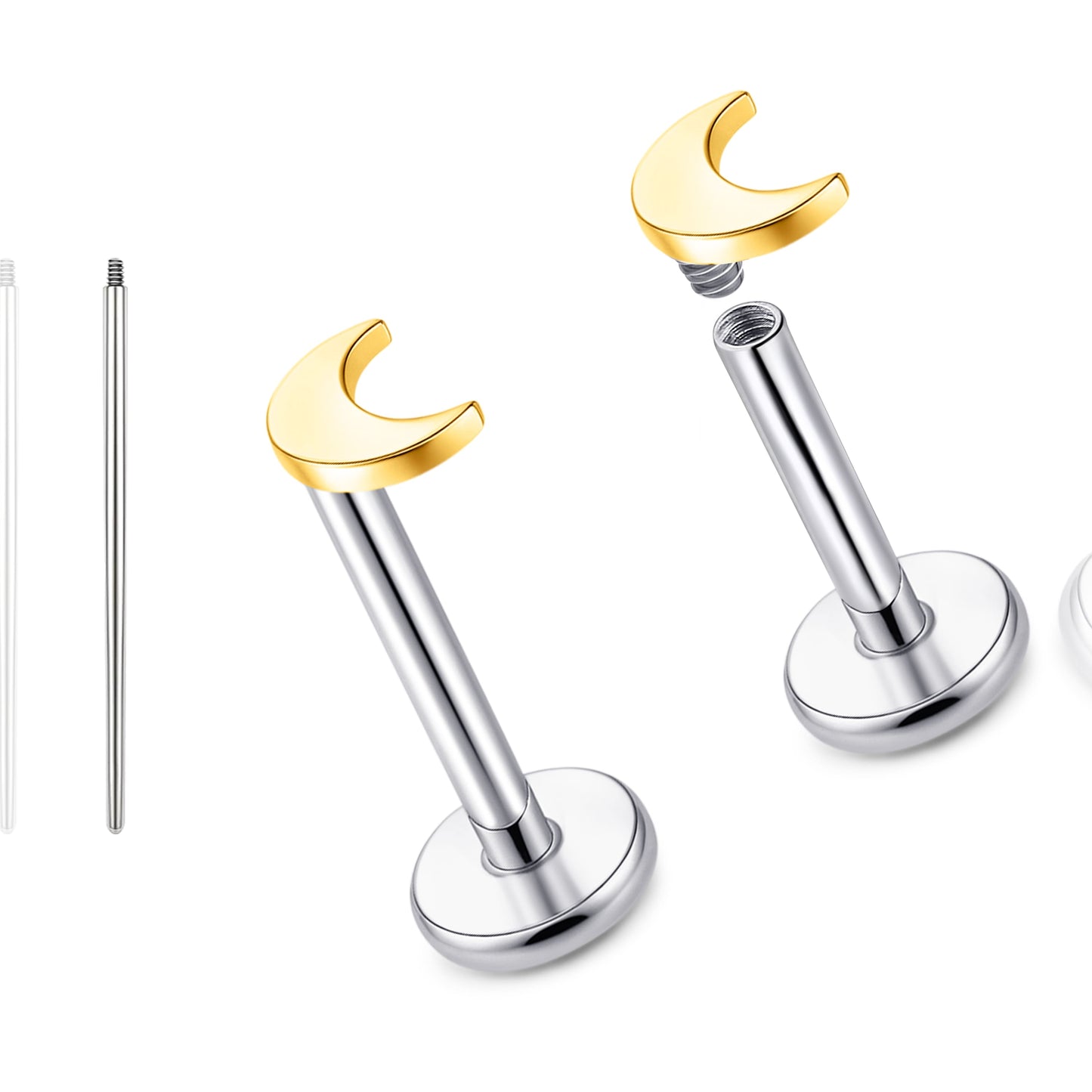 Limerencia 18G Reintitan-Körperschmuck, G23 hypoallergene Stecker mit Flachboden und Innengewinde, geeignet für Tragus, Helix, Knorpel, Conch, Medusa-, Lippen- und Labret-Piercing für Damen und Herren
