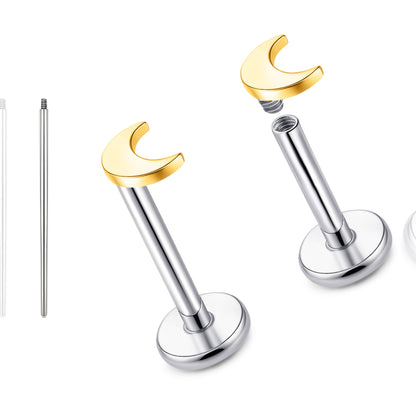 Limerencia 18G Reintitan-Körperschmuck, G23 hypoallergene Stecker mit Flachboden und Innengewinde, geeignet für Tragus, Helix, Knorpel, Conch, Medusa-, Lippen- und Labret-Piercing für Damen und Herren