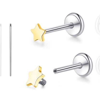 Limerencia 18G Reintitan-Körperschmuck, G23 hypoallergene Stecker mit Flachboden und Innengewinde, geeignet für Tragus, Helix, Knorpel, Conch, Medusa-, Lippen- und Labret-Piercing für Damen und Herren