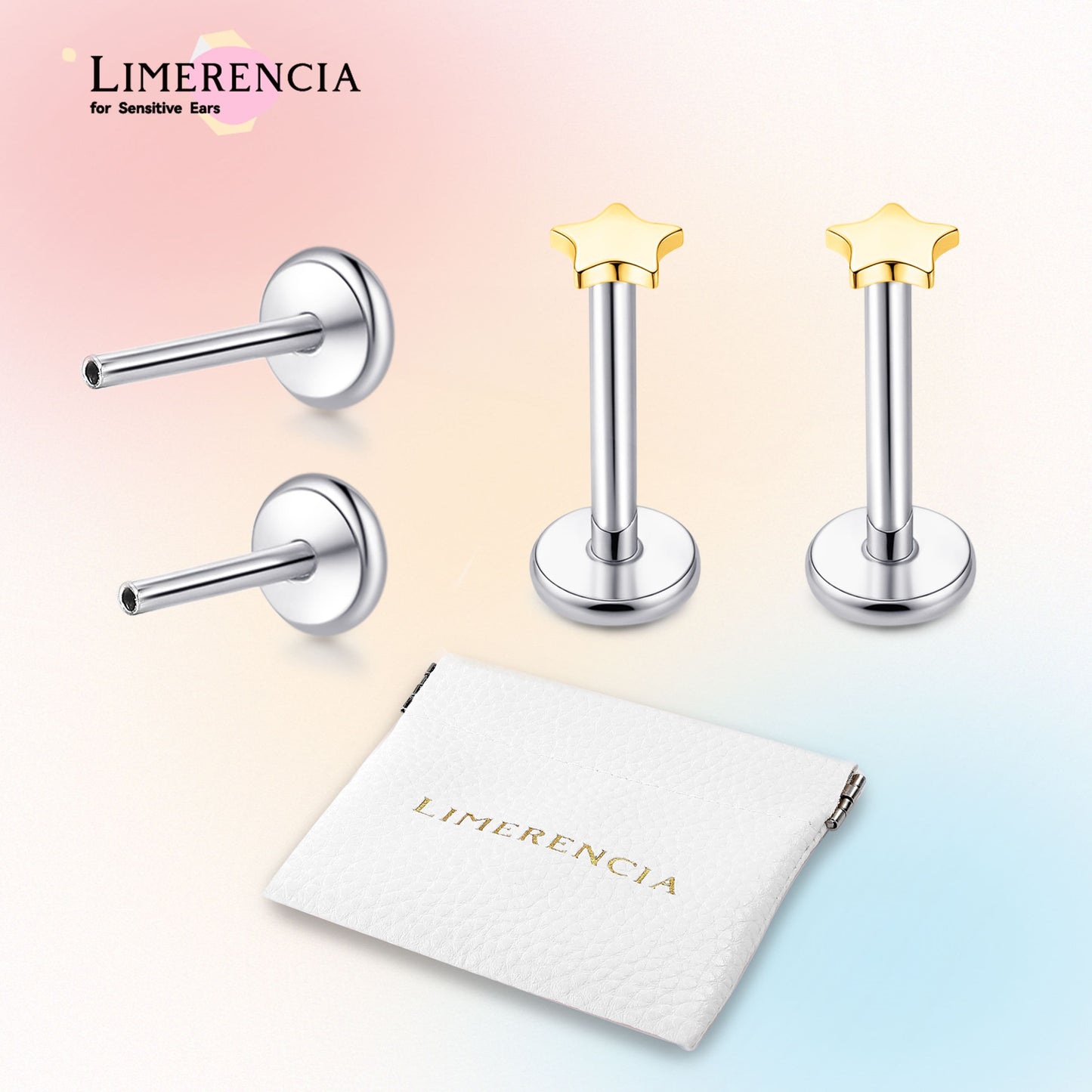 Limerencia Titan-Stecker mit Flachboden ohne Gewinde, 20G Druckverschluss-Einsteckpiercing für Knorpel, Tragus, Labret, Lippe, Medusa und Conch, hypoallergener Körperschmuck für Damen und Herren