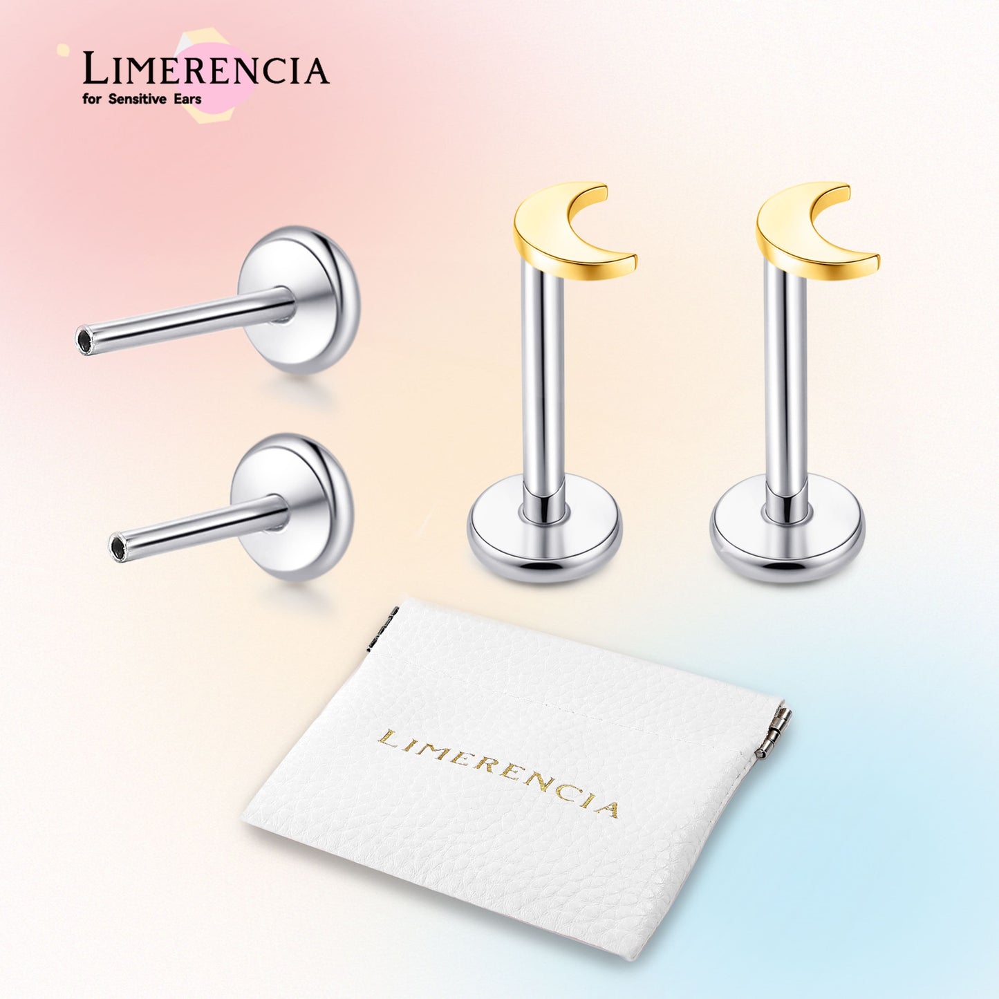 Limerencia 18G Reintitan-Körperschmuck, G23 hypoallergene Stecker mit Flachboden und Innengewinde, geeignet für Tragus, Helix, Knorpel, Conch, Medusa-, Lippen- und Labret-Piercing für Damen und Herren