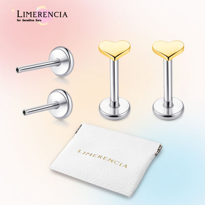 Limerencia Titan-Stecker mit Flachboden ohne Gewinde, 20G Druckverschluss-Einsteckpiercing für Knorpel, Tragus, Labret, Lippe, Medusa und Conch, hypoallergener Körperschmuck für Damen und Herren