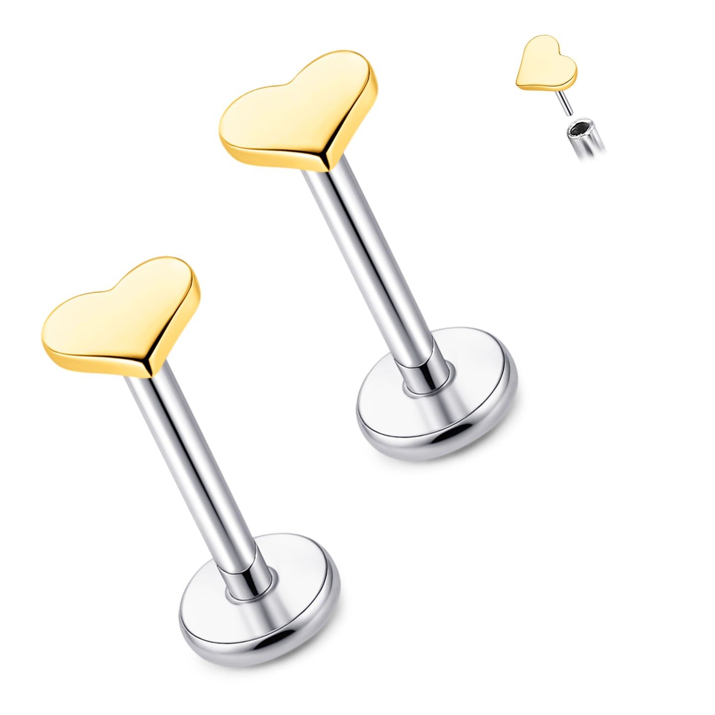 Limerencia Titan-Stecker mit Flachboden ohne Gewinde, 20G Druckverschluss-Einsteckpiercing für Knorpel, Tragus, Labret, Lippe, Medusa und Conch, hypoallergener Körperschmuck für Damen und Herren