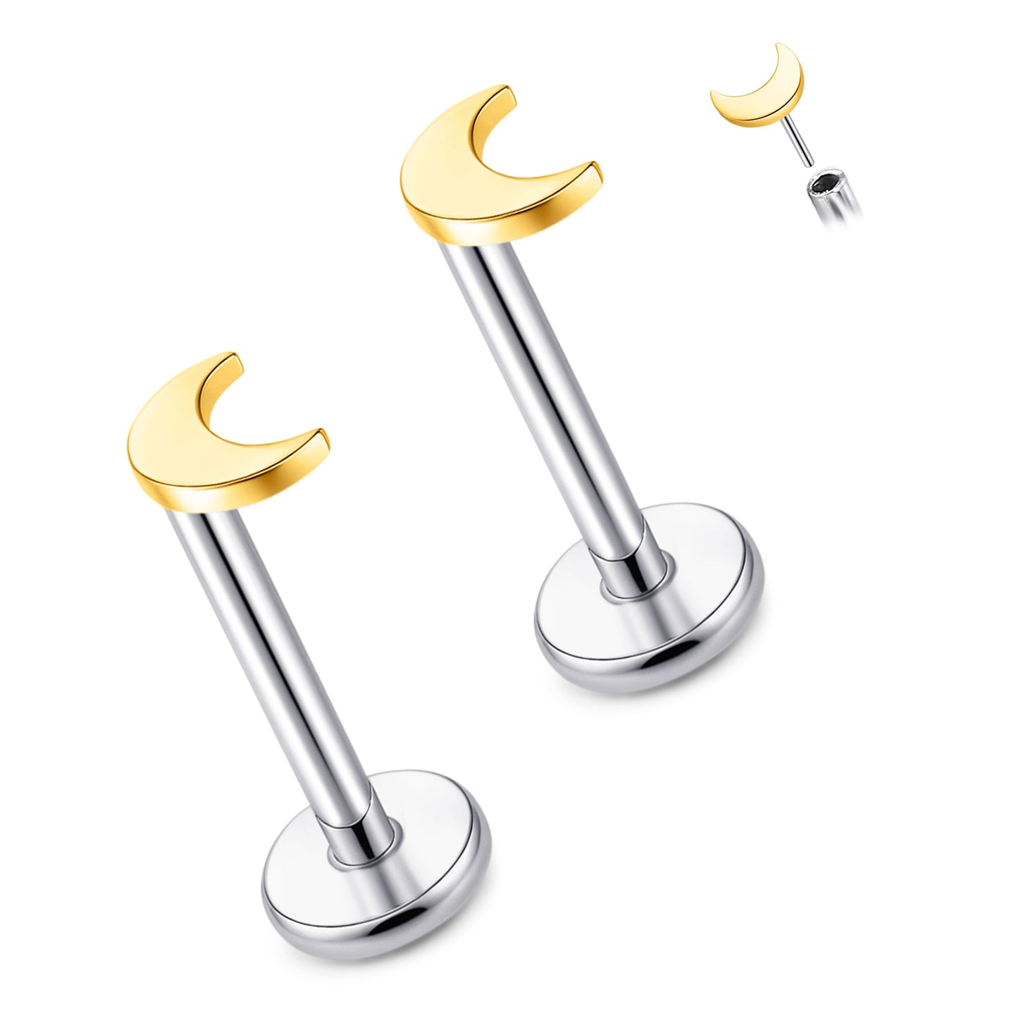 Limerencia Titan-Stecker mit Flachboden ohne Gewinde, 20G Druckverschluss-Einsteckpiercing für Knorpel, Tragus, Labret, Lippe, Medusa und Conch, hypoallergener Körperschmuck für Damen und Herren