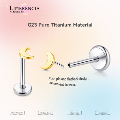 Limerencia Titan-Stecker mit Flachboden ohne Gewinde, 20G Druckverschluss-Einsteckpiercing für Knorpel, Tragus, Labret, Lippe, Medusa und Conch, hypoallergener Körperschmuck für Damen und Herren