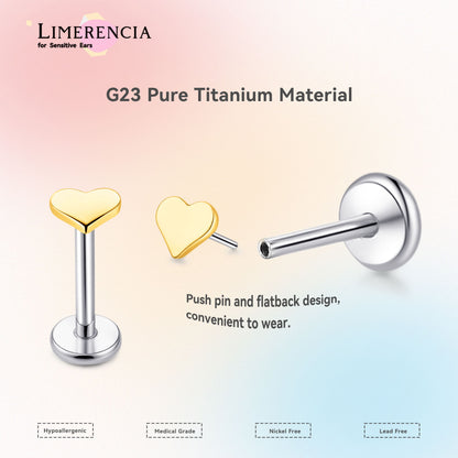 Limerencia Titan-Stecker mit Flachboden ohne Gewinde, 20G Druckverschluss-Einsteckpiercing für Knorpel, Tragus, Labret, Lippe, Medusa und Conch, hypoallergener Körperschmuck für Damen und Herren