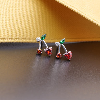 Limerencia Hypoallergene G23 Implantatqualität Titan Schraubverschluss Ohrringe Tragus 20G Helix F136 Piercingstecker für empfindliche Ohren Knorpel (rote Kirsche)
