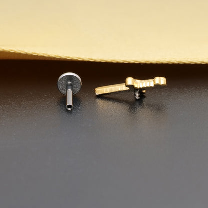 Limerencia ASTM F136 医療用チタン 剣ソードモチーフ フラットバックボディピアス 18G 6mm/8mm/10mm 内ネジ式 トラガス・ヘリックス・軟骨・ノーズ・リップ 1 個入り