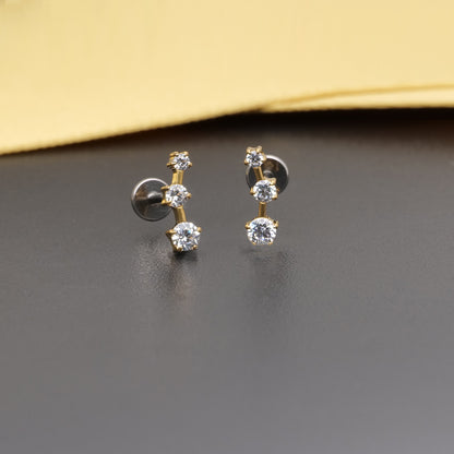 limerencia F136 Titan Hypoallergener Zirkonia Climber Flat Back Labret | 18G Tragus Helix Conch Knorpel Crawler Piercing Schmuck Ohrringe für Damen (ein Paar)