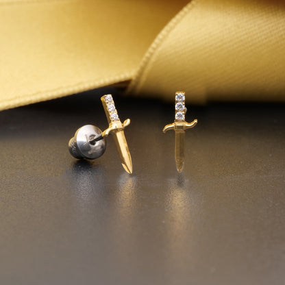 Limerencia Hypoallergene G23 Implantatqualität Titan Schraubverschluss Ohrringe Tragus 20G Helix F136 Piercingstecker für empfindliche Ohren Knorpel (Schwert)