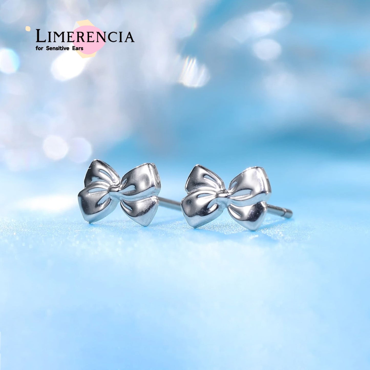 Borchie in titanio puro F136 ipoallergeniche Limerencia, orecchini zircone delicati G23 per donne orecchie sensibili (Nodo a fiocco)