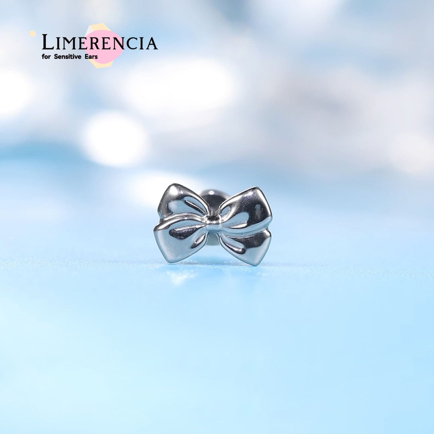 limerencia Hipoalergénico Titanio ASTM F136-18G 6mm 8mm 10mm Parte posterior plana Pendiente de stud con rosca interna Joyería de perforación para Trago Hélice Conch Cartílago Nariz Labio (1ud) (Pajarita)
