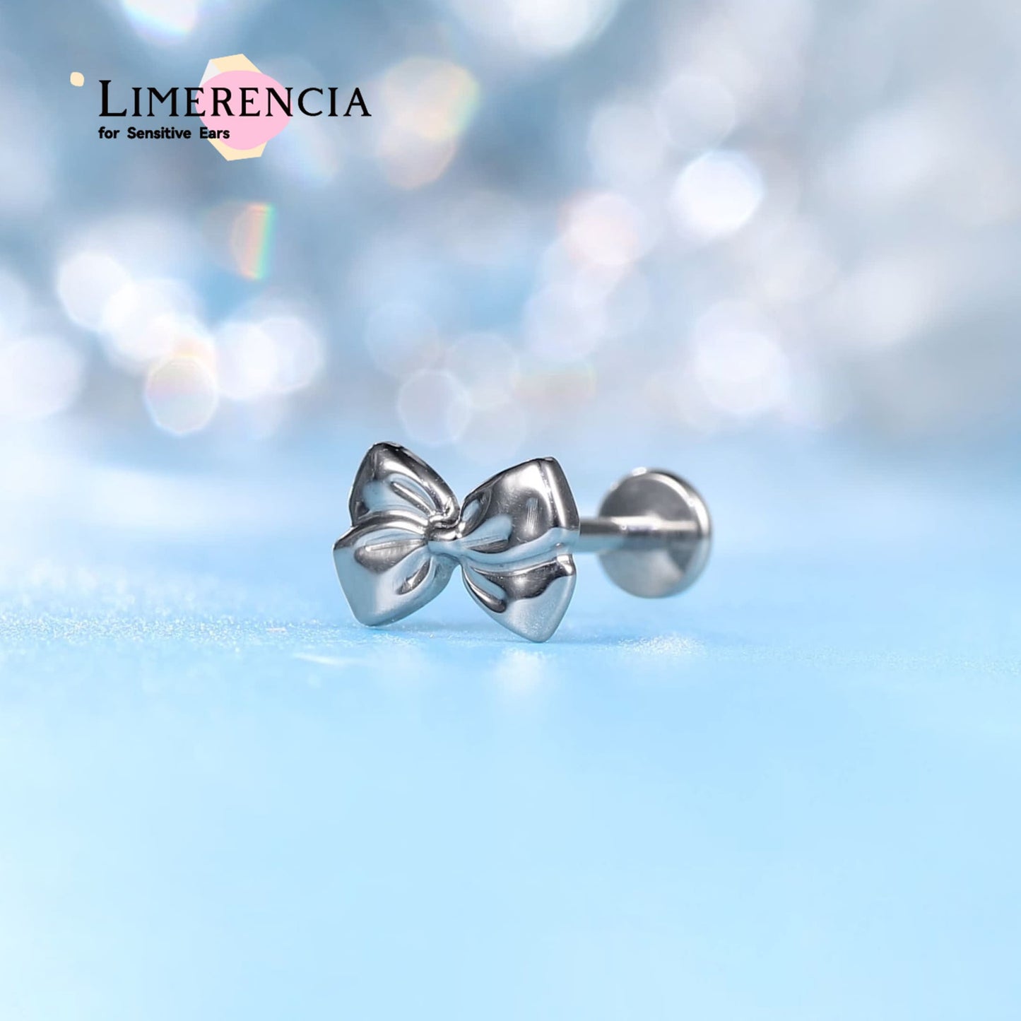 limerencia Hipoalergénico Titanio ASTM F136-18G 6mm 8mm 10mm Parte posterior plana Pendiente de stud con rosca interna Joyería de perforación para Trago Hélice Conch Cartílago Nariz Labio (1ud) (Pajarita)