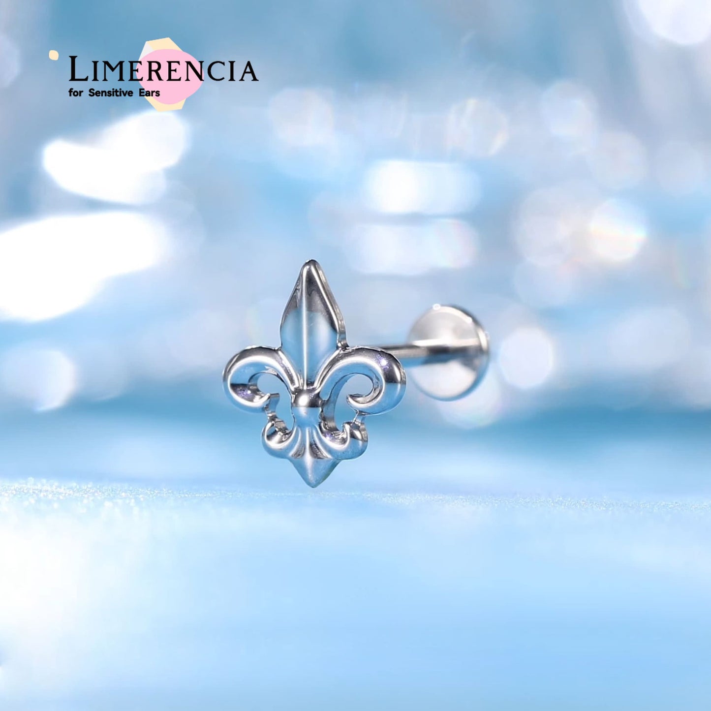 Gioiello piercing borchia filettata interna fondo piatto titanio ipoallergenico Limerencia ASTM F136 18G 6mm 8mm 10mm, per trago, elica, conca, cartilagine, naso e labbra (1 pezzo) (Stemma iris)
