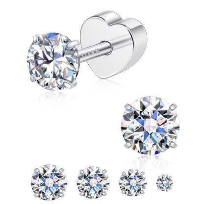 Limerencia F136 Hypoallergenic Flat Back Earrings for Women Men,Moissanite Stud Earrings, Surgical Steel Cartilage Earrings for Sensitive Ears