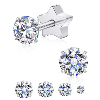 Limerencia F136 Hypoallergenic Flat Back Earrings for Women Men,Moissanite Stud Earrings, Surgical Steel Cartilage Earrings for Sensitive Ears