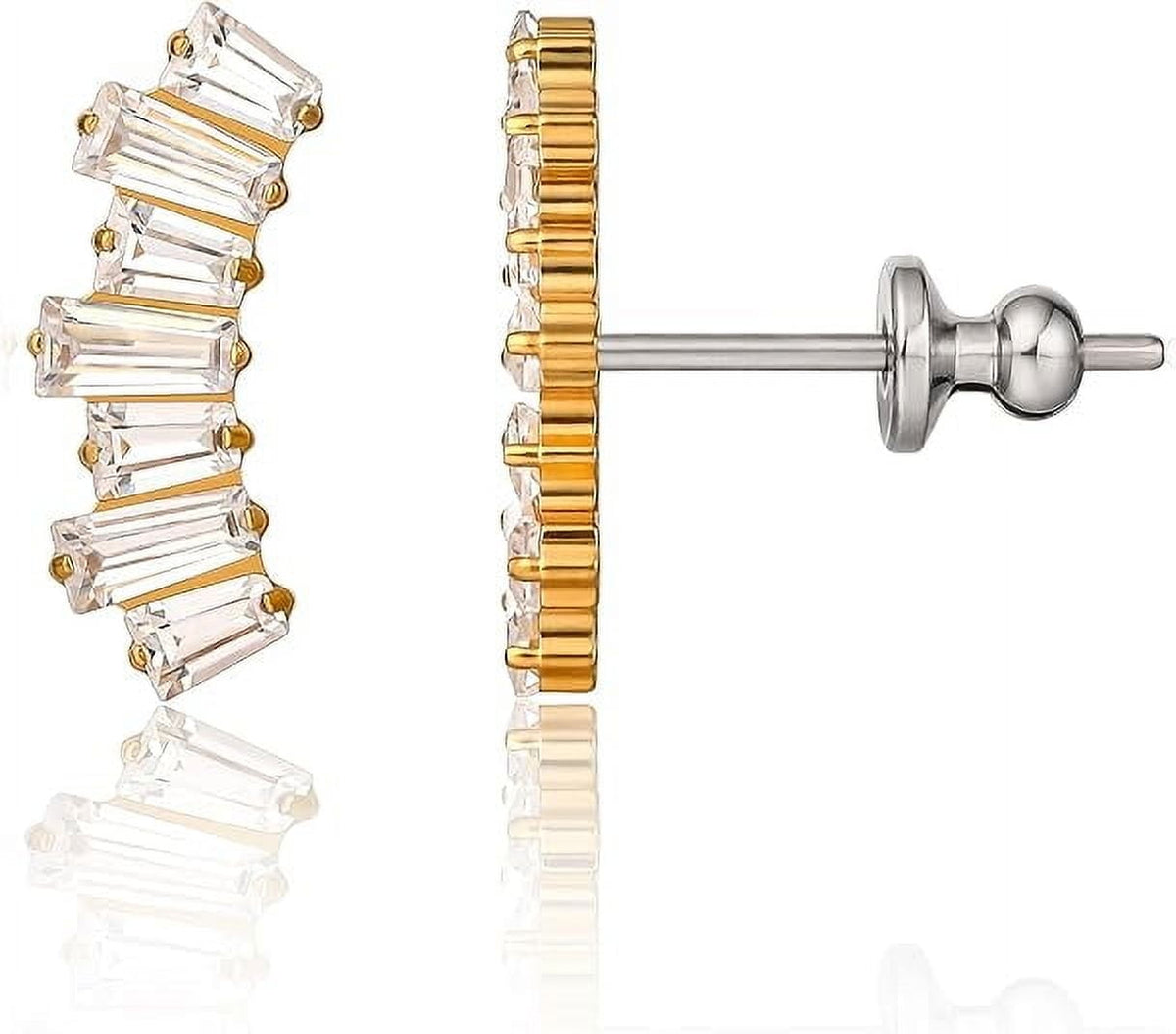 Limerencia F136 Pure Titanium Hypoallergenic Implant Grade Studs, G23 Titanium Cubic Zirconia Earrings for Women and Men Sensitive Ears