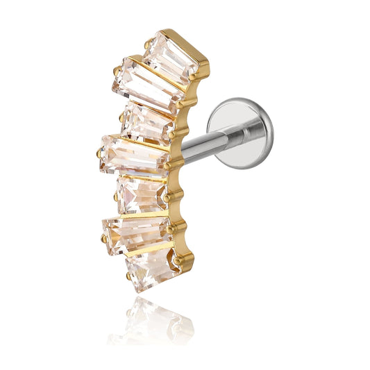 Limerencia F136 Titanium Hypoallergenic Piercing Jewelry 18G Flat Back Internally Threaded Implant Grade Stud Earrings for  Women and Men