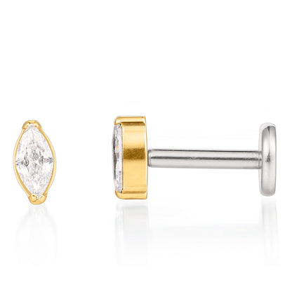 Flat Back Earrings Stud | F136 Titanium Nose Rings  Piercing Threadless Tragus Labret Cartilage Lip  Conch Body Piercing Jewelry Hypoallergenic for Women Men