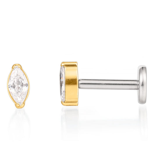 Flat Back Earrings Stud | F136 Titanium Nose Rings  Piercing Threadless Tragus Labret Cartilage Lip  Conch Body Piercing Jewelry Hypoallergenic for Women Men
