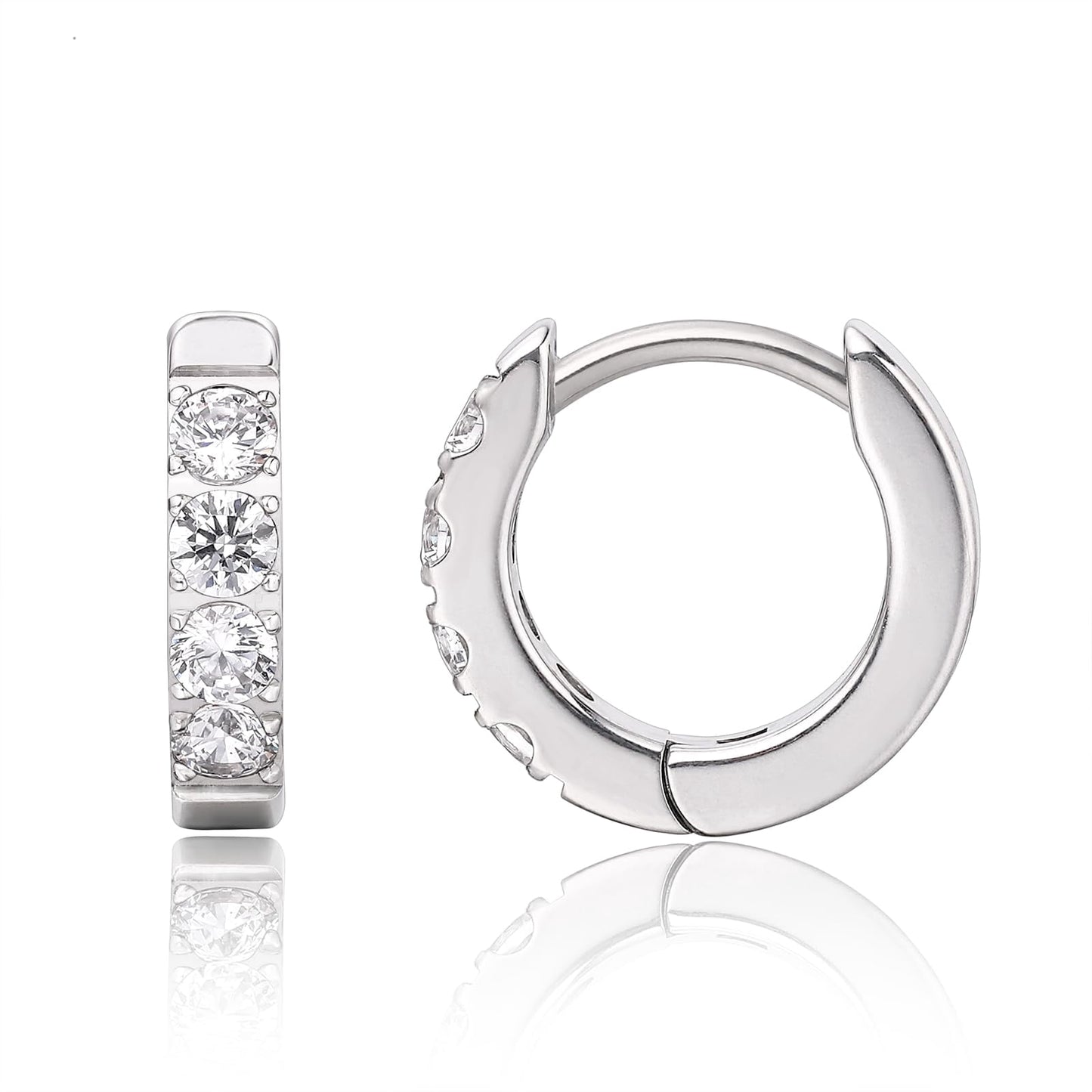 Limerencia Silver Small Hoop Earrings for Women Men Cubic Zirconia, Cuff Earrings Mini Piercing Jewelry for Women Sensitive Ears