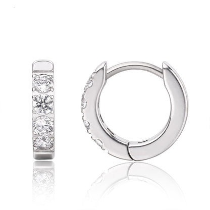 Limerencia Silver Small Hoop Earrings for Women Men Cubic Zirconia, Cuff Earrings Mini Piercing Jewelry for Women Sensitive Ears