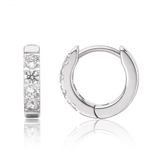 Limerencia Silver Small Hoop Earrings for Women Men Cubic Zirconia, Cuff Earrings Mini Piercing Jewelry for Women Sensitive Ears