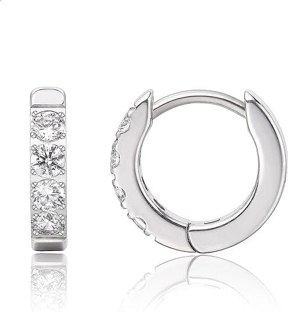 Silver Small Hoop Earrings for Women,Titanium Hypoallergenic Tiny Cubic Zirconia Cartilage Huggie Earring Sets for Multiple Piercing Trendy Jewelry