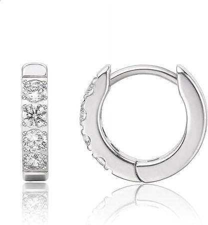 Silver Small Hoop Earrings for Women,Titanium Hypoallergenic Tiny Cubic Zirconia Cartilage Huggie Earring Sets for Multiple Piercing Trendy Jewelry
