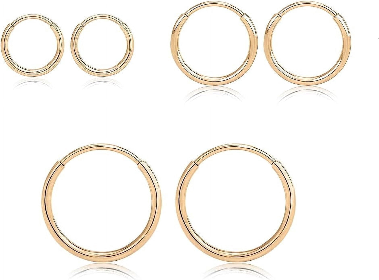 F136 Implant Grade Pure Titanium Small Gold Silver Hoop Earrings for Women Men,Hypoallergenic Cartilage  Earrings for Sensitive Ears,Tiny Huggie Hoops Earring Set
