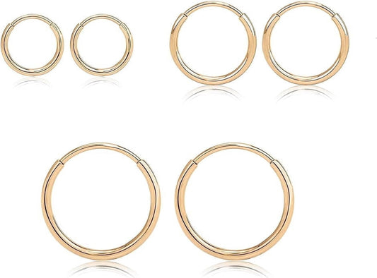 F136 Implant Grade Pure Titanium Small Gold Silver Hoop Earrings for Women Men,Hypoallergenic Cartilage  Earrings for Sensitive Ears,Tiny Huggie Hoops Earring Set