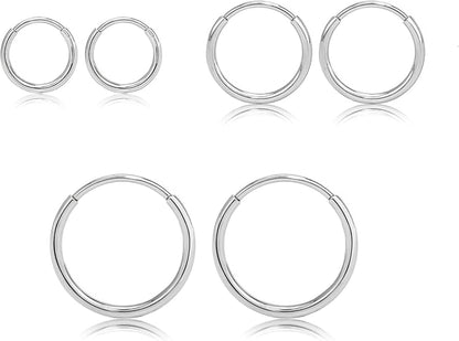 Limerencia G23 Titanium Slim Hoop Earrings, Hypoallergenic Nose/Lip Earrings 3Pairs Silver Unisex