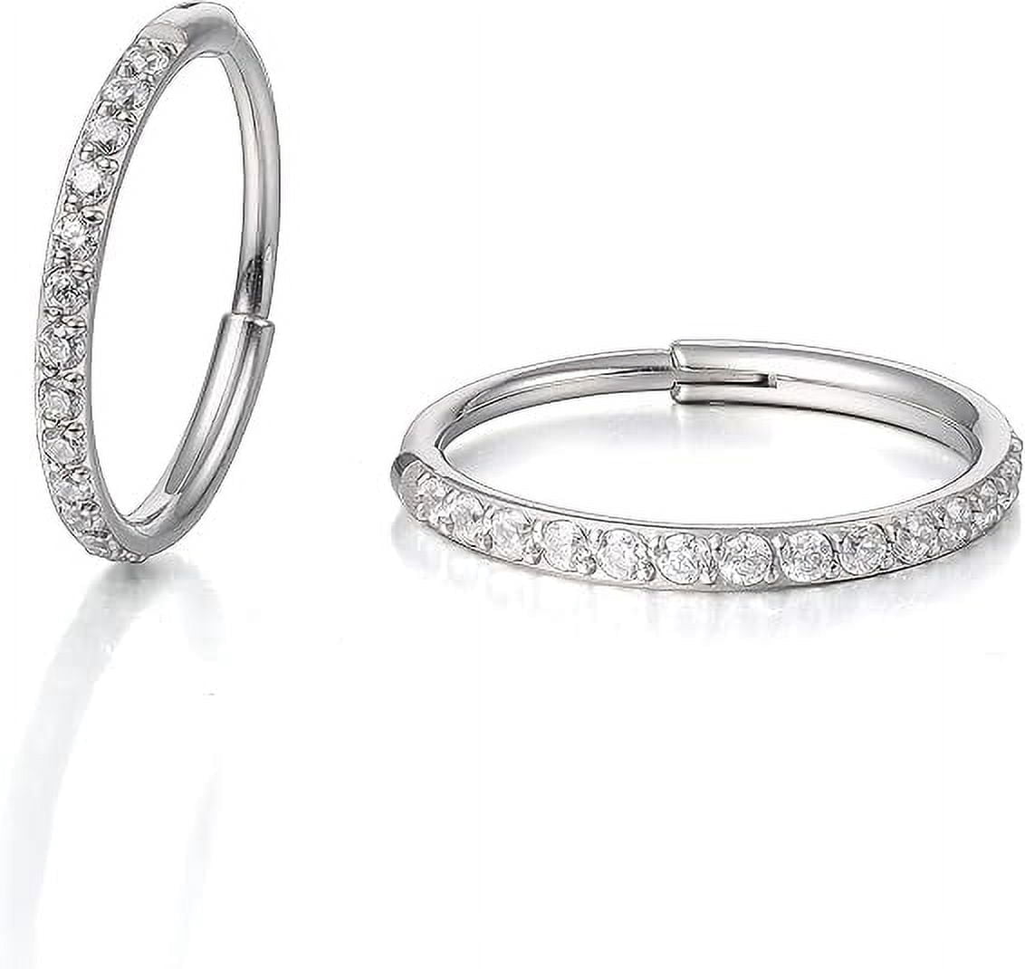 Limerencia F136 Titanium  Endless Hoops Earring | Dainty Cubic Zirconia Cartilage Tiny Earring for Sensitive Ears Hypoallergenic Lightweight for Women Men，12mm