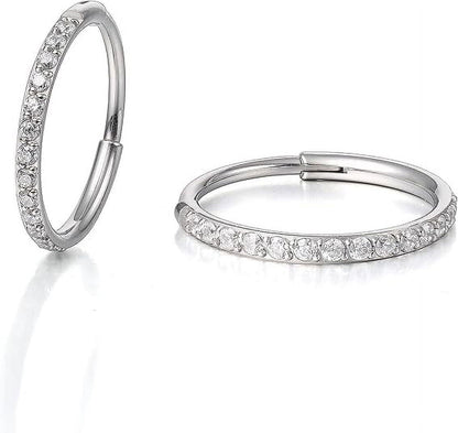 Limerencia F136 Titanium  Endless Hoops Earring | Dainty Cubic Zirconia Cartilage Tiny Earring for Sensitive Ears Hypoallergenic Lightweight for Women Men，12mm