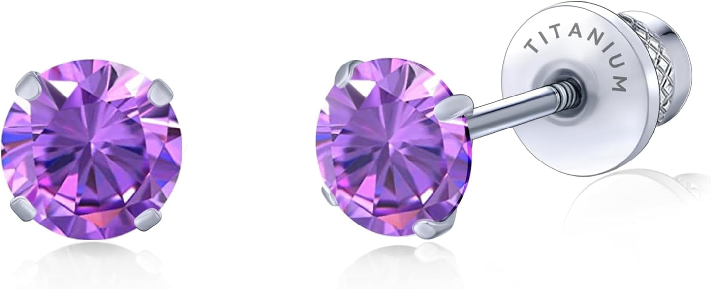 Limerencia Hypoallergenic G23 Implant Grade Titanium Screw Back Earrings Tragus 20G Helix F136 Piercing Post for Sensitive Ears Simulated Diamond Cartilage