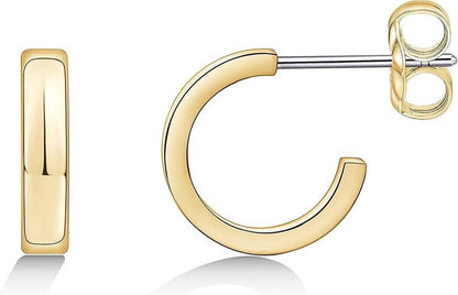 Limerencia Chunky Gold Hoops Earrings for Women Non Tarnish, Thick Titanium Circle Open Hoop,Lightweight Earrings Trendy