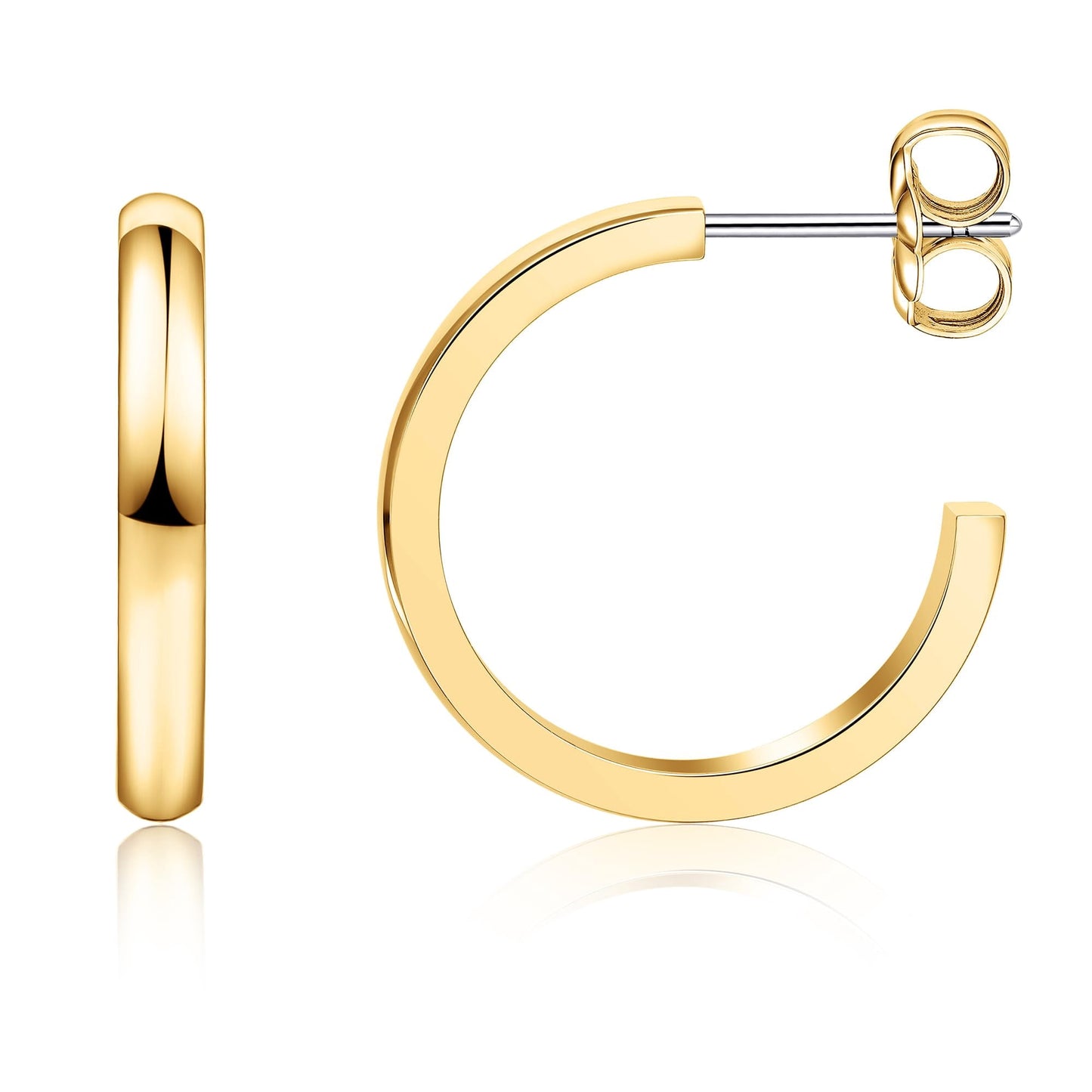 F136 Implant Grade Titanium Edge Hoop Earrings for Women, Hypoallergenic Cartilage Huggie Earring | Thin Square Edge Open Hoop