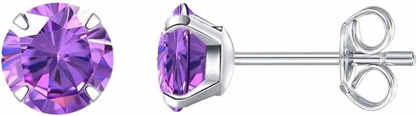 Limerencia Hypoallergenic G23 Titanium Earrings For Sensitive Ears, Simulated Diamonds (Purple)