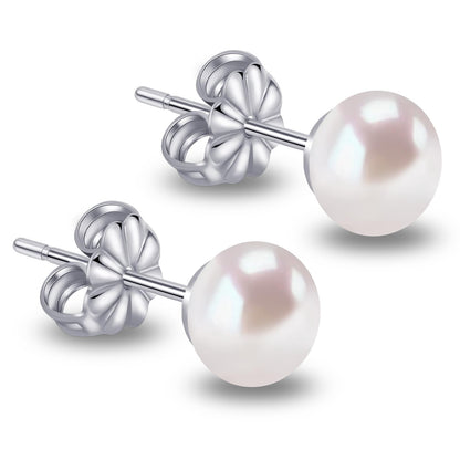 Pearl Earrings for Women, Hypoallergenic Titanium Pearl Stud Earrings for Sensitive Ear, Elegant Jewelry Gift  for Birthday Anniversary Wedding Daily Wear