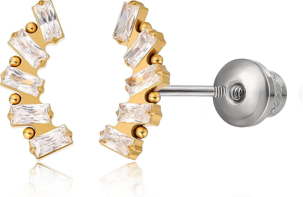 Limerencia Hypoallergenic Titanium F136 Screw In Flat Back Earrings Implant Grade G23 Tragus Helix Cartilage 20G Piercing for Women's Sensitive Ears